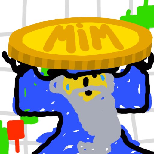 The image features a cartoon illustration of a man with a long beard, wearing a hat that says "MIM" on it. The man appears to be holding a large coin over his head, as if he's about to lift it off or use it for some purpose. The background of the image is white and has various elements such as a green wall, a red object, and a blue object. There are also words in the image that seem to be related to Bitcoin or cryptocurrency, possibly indicating an association with the digital currency market.