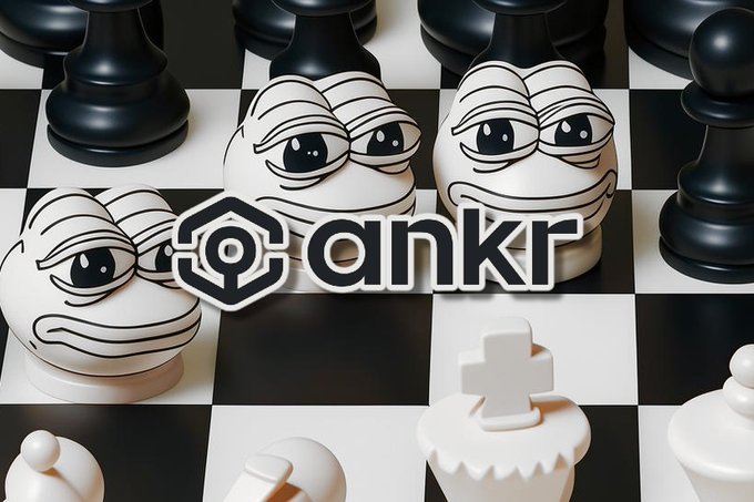 The image features a chess board with three cartoon peopeas drawn on it, each one wearing a sad expression as if they are crying or frowning. The chess pieces include a knight, a rook, and a bishop. In front of these figures is a white sign that says "ANKR" in black letters. The background of the image is a checkerboard pattern with alternating black and white squares.