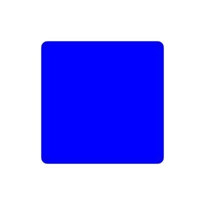 A simple blue square shape with rounded corners centered on a white background.