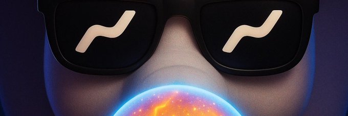 A close-up illustration of a person wearing black sunglasses reflecting a stylized 'N' or wave logo, with a glowing orange and blue globe or sphere visible near their mouth.