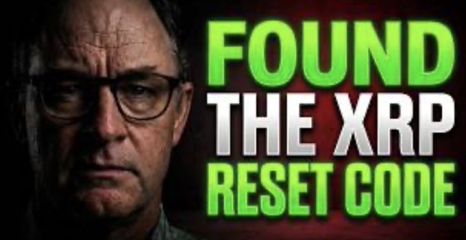 The image features a man with glasses next to bold green and white text reading "FOUND THE XRP RESET CODE," visually promoting a YouTube video about the Clarity Act and an alleged XRP development. The graphic aligns with the post's claim of a major XRP discovery tied to regulatory developments.