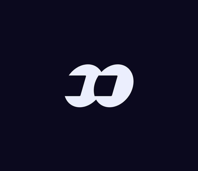 A minimalist grey and white infinity-symbol or stylized 'OO' logo centered on a dark background.