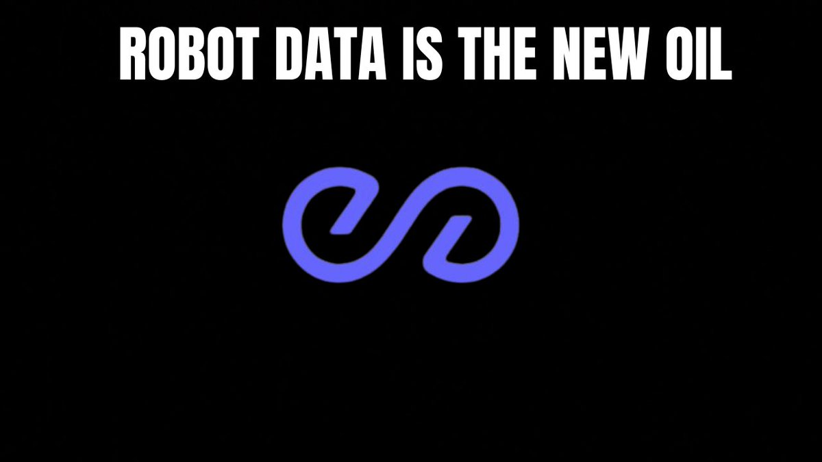 A black graphic features the bold white headline "ROBOT DATA IS THE NEW OIL" above a blue infinity symbol, visually reinforcing the post's claim that the massive volumes of unverified machine-generated data (79 zettabytes in 2025) represent an untapped, high-value resource that Peaq is working to secure and authenticate.