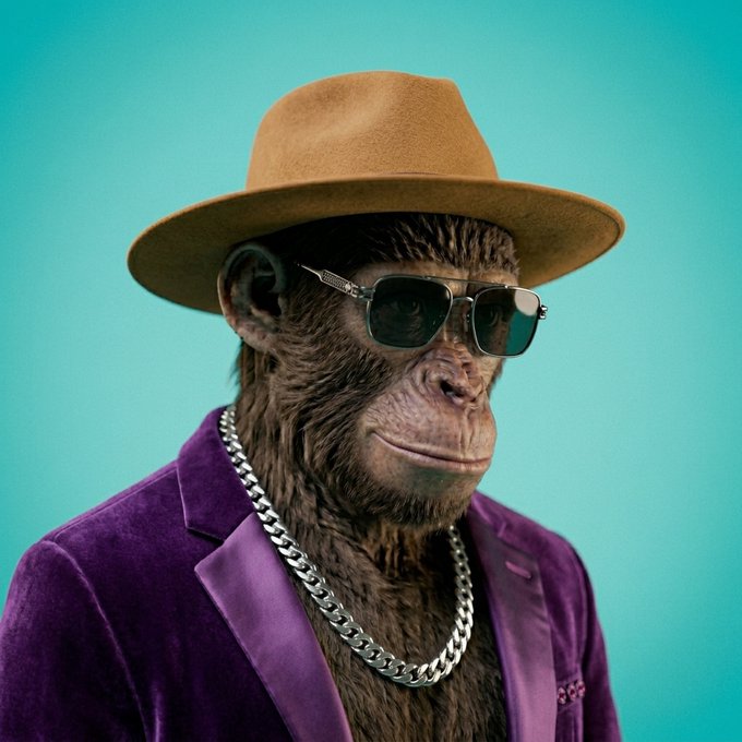The image features a monkey wearing sunglasses, a purple jacket, and a hat with a brown band. The monkey appears to be posing for a photo or video, possibly as part of an advertisement or promotional campaign related to a futuristic 3D avatar. The caption at the bottom of the image reads "Last chance to secure a GTD for those  who completed the required tasks correctly". This suggests that there is a limited time frame in which viewers can participate and potentially win a futuristic 3D avatar if they complete the necessary tasks.