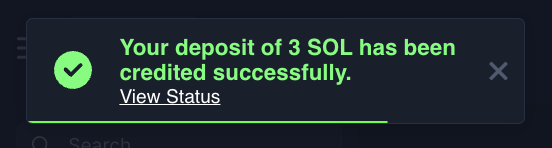 The image shows an email screen with a message from a bank, stating that someone has successfully deposited 3 SOL into their account. The email also includes a green checkmark symbolizing success.