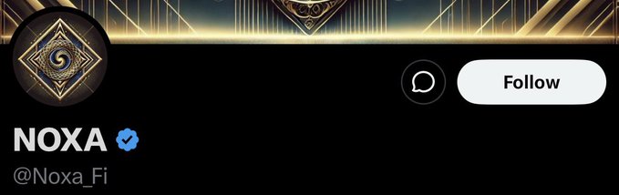A Twitter/X profile header for "NOXA" (@Noxa_Fi), verified with a gold and black ornate banner, paired with a post about Noxa_Fi shutting down new token launches as a top memecoin launchpad.