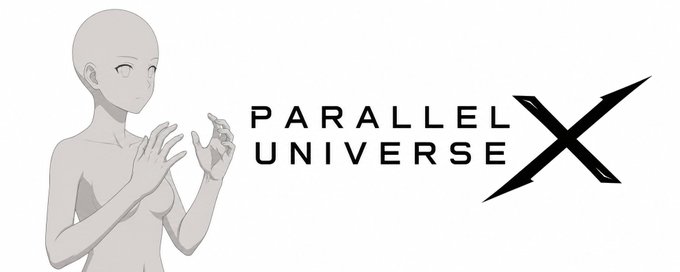 A grayscale anime figure is shown beside the “PARALLEL UNIVERSE X” logo. The branding reflects the exclusive 1/1 honoraries described in the accompanying post.