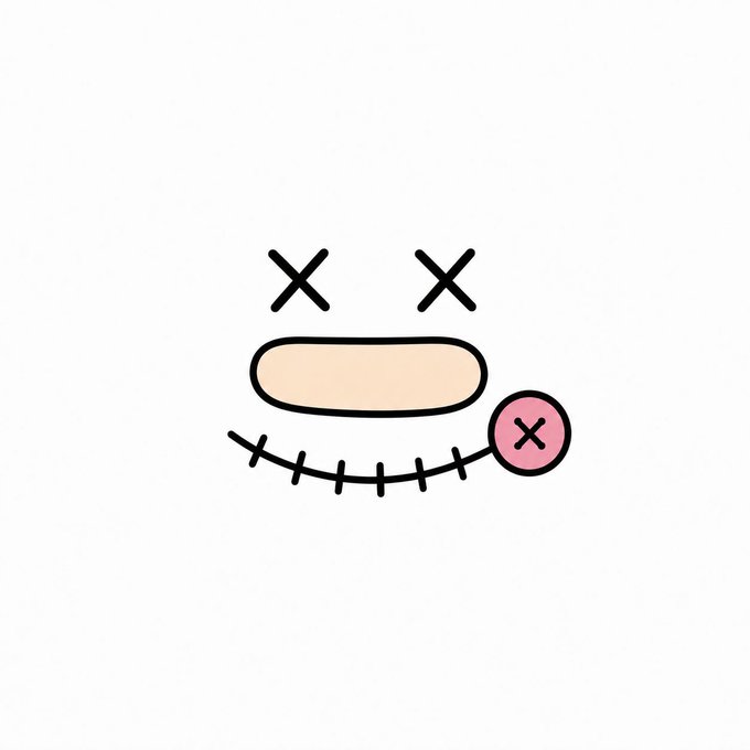 The image features a cartoon-style face with two black eyes and a pink nose. The face has a sad expression, as if it's crying or frowning. The background of the image is white, which contrasts with the colorful and whimsical nature of the cartoon face. The caption below the image reads "Noting all the names posting about us and early alpha about us." This suggests that there might be some discussion or review happening around this post, possibly related to a specific application or project.