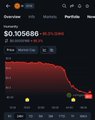 The image shows a screenshot of a cell phone screen displaying the stock market information for a token that was bought at $0.08 per share, with a current value of $0.38. The graph of the token's value shows a downward trend on this particular day.