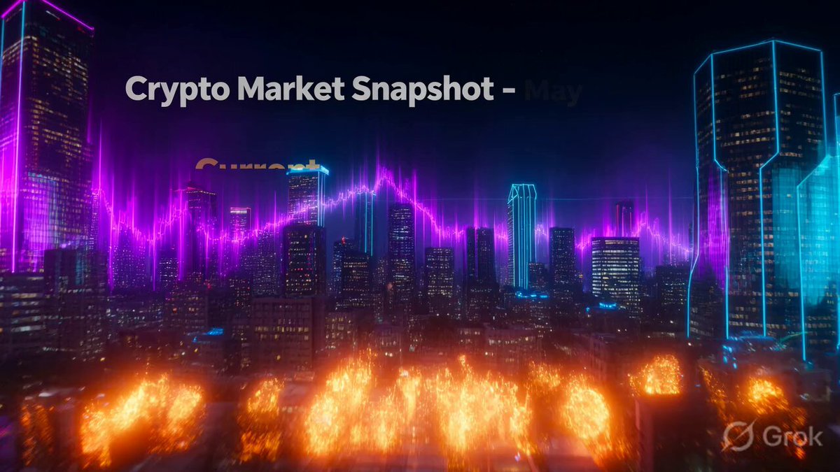 The image shows a city skyline at night, with buildings lit up against a dark sky. The text "Crypto Market Snapshot" is displayed above the scene, indicating that this is an advertisement for cryptocurrency trading or market analysis. The cityscape serves as a backdrop for the text and logo, creating a visually appealing composition.
