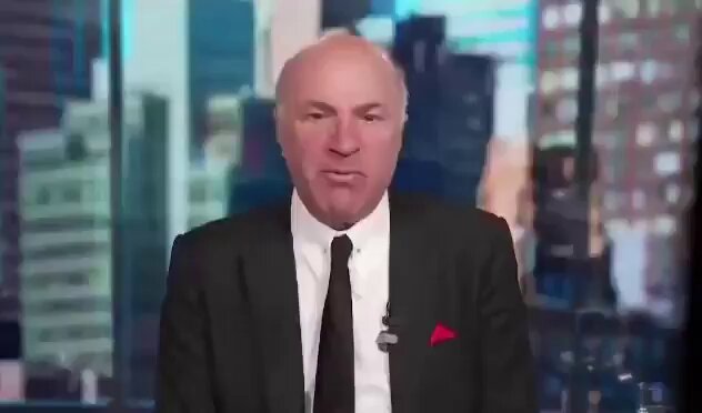 The image shows a man wearing a suit and tie with his head tilted to one side, possibly posing for a portrait or interview. The caption reads "BILLIONAIRE KEVIN O'LEARY SAID THE CLARITY ACT WILL PASS AND SEND BITCOIN TO $200,000 TRILLIONS INCOMING", implying that the man's statement is significant and potentially related to Bitcoin.