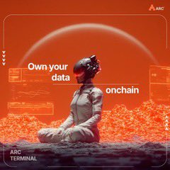 The image features a woman sitting cross-legged on the ground, wearing a helmet that has a camera attached to it. She appears to be meditating or taking a break from her daily tasks. The background of the image shows an orange planet with a large dome and various buildings scattered across its surface. In the bottom right corner of the image, there is text that reads "Gm gARC Terminal: System Rewards @TheARCTERMINAL activate your direct quests portal". This suggests that the woman might be using a mobile app or website to manage her tasks and rewards in the real world.