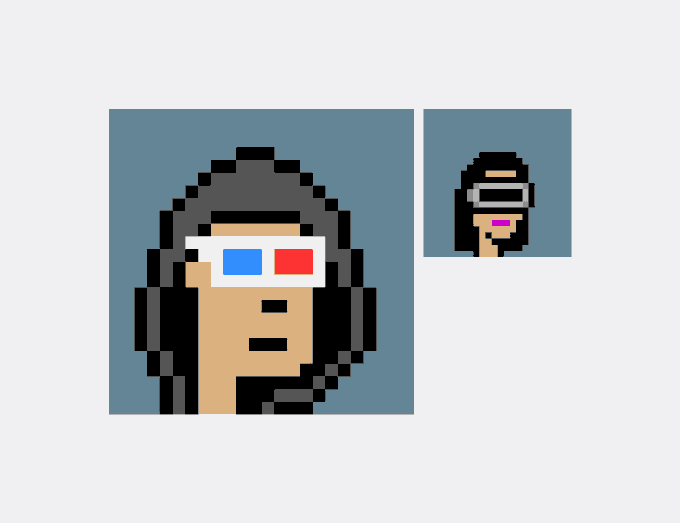 A pixelated portrait of CryptoPunk #4441 wearing 3D glasses is shown in two views—a large close-up and a smaller full-character version—highlighting the specific NFT purchased for Ξ278 ($495,518) by wallet address 0x517e…b2b6.