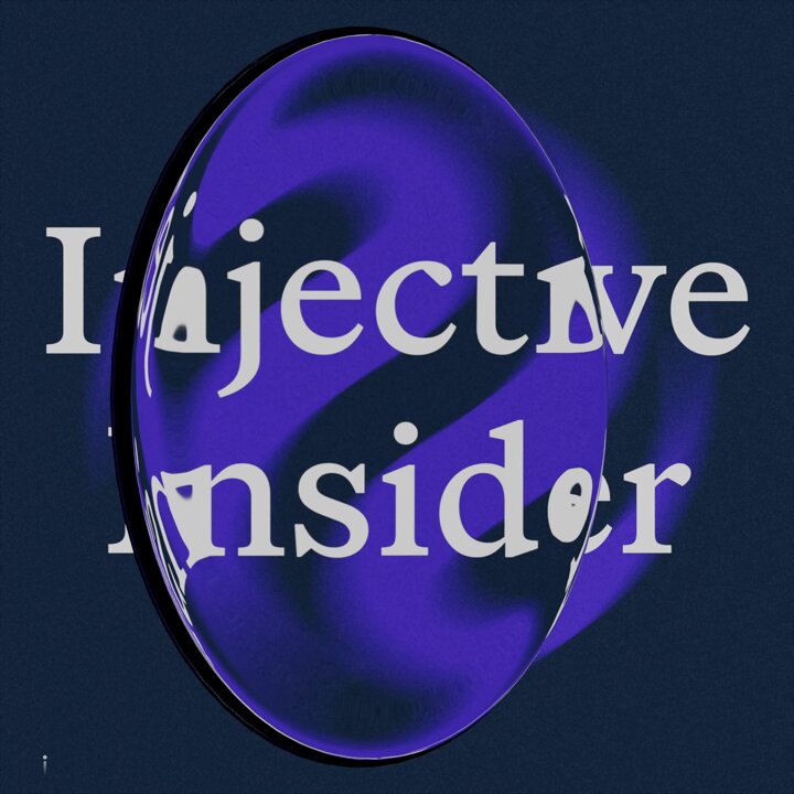 The image features a purple ball with white text that reads "Injective Insider" written in a cursive font. The word "Native" is also present, but its meaning is unclear without additional context. The phrase "Perpetuals are going mainstream in America," which refers to the increasing popularity of perpetual contracts, is likely related to the Injective instrument and its history.