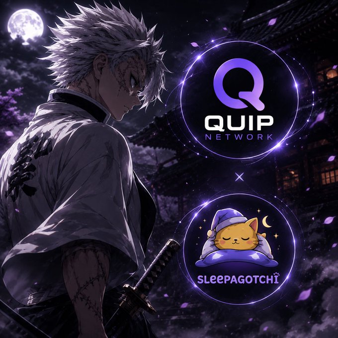 The image features a man dressed as a character with a sword, possibly from a video game or anime series. The background of the image shows a house at night, which adds an element of mystery to the scene. There are two purple circles on the right side of the image, and they appear to be related to the content displayed in the post.