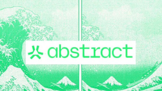 A green-tinted design features 'The Great Wave off Kanagawa' artwork split across two panels, with the word 'abstract' in a stylized green font overlaid in the center.