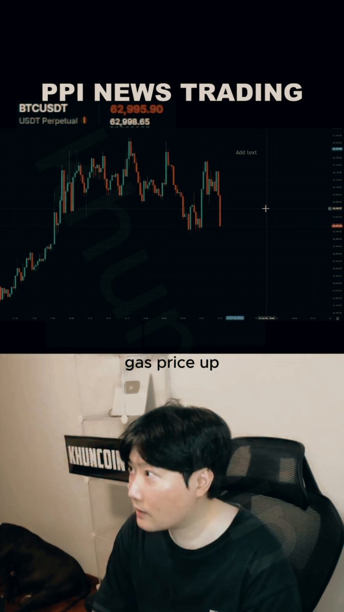 The image contains a photo of a man sitting at a desk with his head tilted to the side, looking up towards something above him. Below this scene are two texts written in different languages. The first text reads "PPI News Trading", while the second one says "gas price up". These texts may refer to a news bulletin about gas prices and the cryptocurrency market.