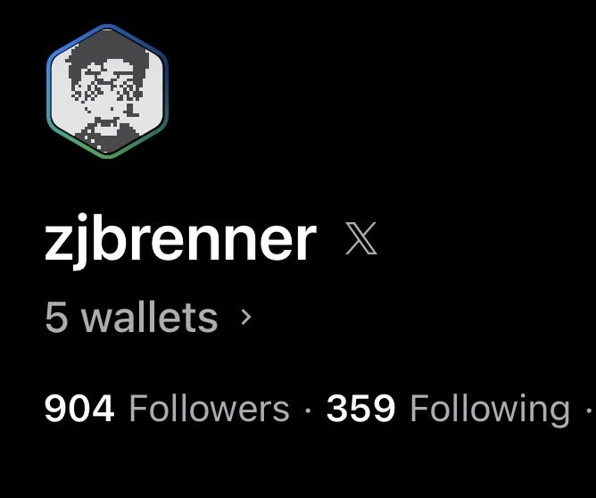 The image shows an OpenSea profile for "zjbrenner" displaying 904 followers, 359 following, and 5 wallets, illustrating the user's celebration of nearing their 900-follower milestone on the platform.