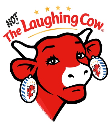 The 'Laughing Cow' cheese brand logo featuring a stylized red cow head with large earrings and the text 'The Laughing Cow' above it.