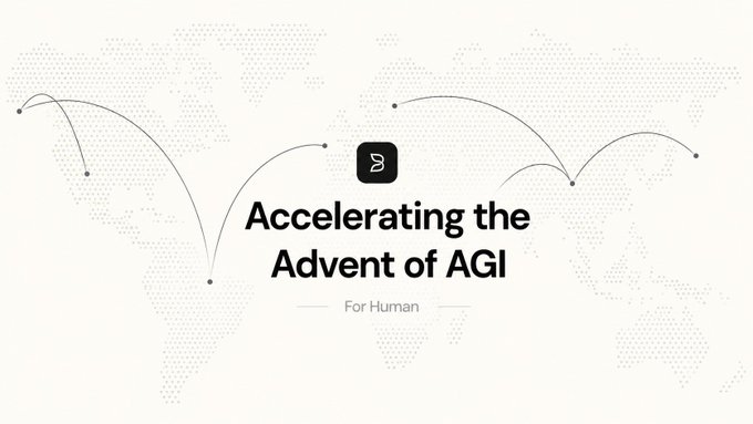 The image features an advertisement for a new product called "B.AI". The text on the image reads, "Accelerating the Advent of AI", which suggests that B.AI is developing or enhancing artificial intelligence technology. The background of the image shows a map with dots representing different countries and the words "For Human" written below it, indicating that the product is designed for human use.