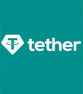 The image displays the Tether logo with its iconic diamond-shaped symbol and the word "tether" in white against a teal background, visually representing the company referenced in the post about its significant gold acquisition of 14 tons in Q2 2026, bringing total gold holdings to $18.8 billion.