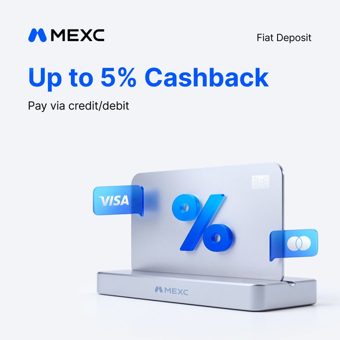 The image shows a silver computer monitor with an advertisement for MEXC (Mexican Exchange) that offers users cashback benefits for using their Visa or MasterCard cards when purchasing cryptocurrency. The text emphasizes that these cashback benefits are applicable if they use either card and if they are new to the platform. This information provides essential details about the program, encouraging viewers to take advantage of its advantages by making purchases on MEXC.