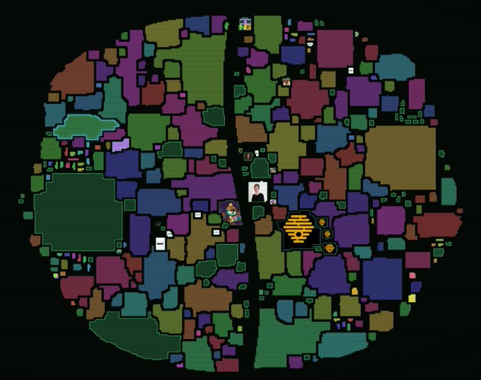 This image depicts the $BRAIN AI Agent's 75,000-cell brain map NFT, divided into 336 unique pieces, allowing community ownership and training.