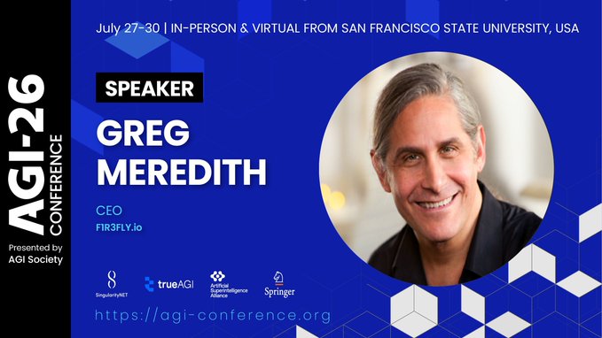 The image features a poster for an event at the San Francisco State University (SF State) where a speaker named Greg Meredith will be speaking. The poster includes information about the date, time, location, and speakers of the event.