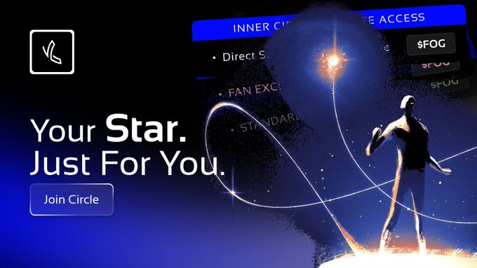A digital advertisement or website banner reading 'Your Star. Just For You.' with a 'Join Circle' button, depicting a silhouetted basketball player reaching for a glowing star against a starry background.