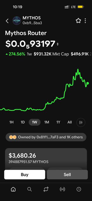 The image displays an upward trend chart of Myths Trading on their phone screen with an upwardly sloping line indicating a growth trajectory. The phrase "Everyone is hunting for the next 10x Alpha" suggests that this particular trading strategy might be considered a good idea, as it has shown promise in terms of performance and market response. Additionally, the post provides tips to identify real alpha opportunities, which includes finding strong technical fundamentals, waiting for a clean entry, and having confidence when others are hesitating. The image does not provide any information about purchasing or selling specific stocks but instead focuses on the potential benefits of investing in Myths Trading.