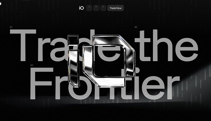 A sleek, monochromatic website banner for entropy.io features the bold tagline "Trade the Frontier" alongside a 3D metallic logo, with a top navigation showing tabs "1," "2," "3," and a "Trade Now" button. The post highlights entropy.io as a new HIP-3 deployer on Hyperliquid, promoting their first ticker $OAI aimed at creating perps for harder-to-trade assets, with the image serving as the platform's branding backdrop.