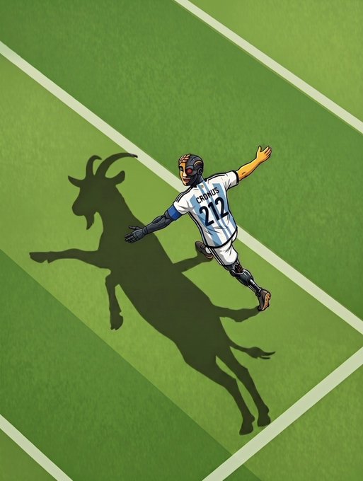 The image features a soccer player, presumably named Pablo, running across a green field with his shadow cast behind him. The caption above the image reads "I'm Messi of the Cronos chain", which suggests that the person depicted could be a professional soccer player or a member of the Cronos chain.