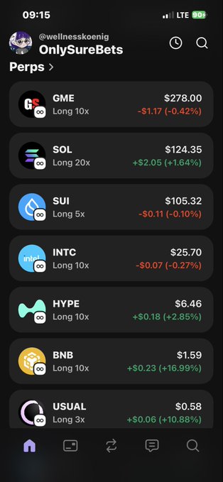 The image shows a cell phone screen filled with an array of cryptocurrency prices displayed, along with various social media icons. The text reads "30-15", and there are three separate descriptions, including one that says "onlysurebet." It appears to be a message or a screenshot from the phone's display.