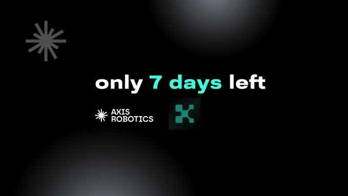 A dark screen with the Axis Robotics logo and the text "only 7 days left" next to a green icon.
