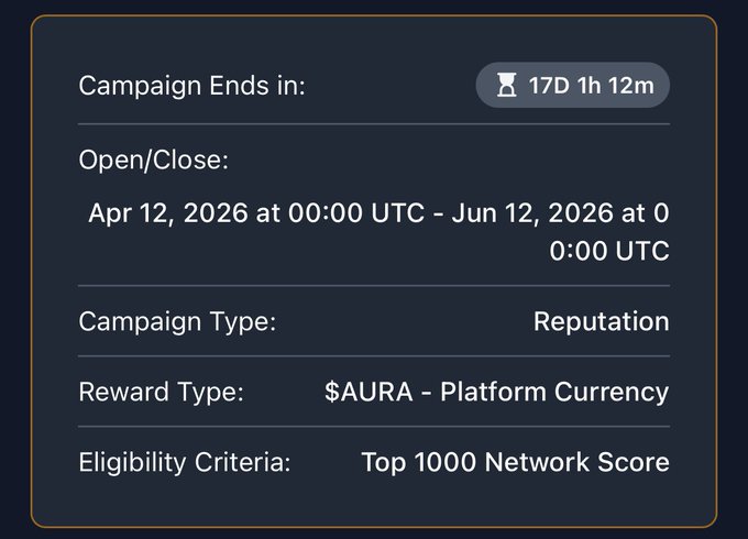 The image shows a screenshot of a campaign evaluation form, which appears to be for a social media campaign. The form displays information about the campaign's reputation score, reward criteria, and network score. It also includes details about the campaign type and the reputation of the person who created it. The post mentions that the campaign is named "Campaign Reputation Info" on @NucleusCodes - Name: Reputation Campaign - Time: 12/04/2026 at 00:00 UTCT, June 12, 2026 at 0:00 UTCT.