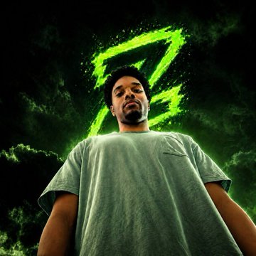 A man in a gray t-shirt stands confidently against a dark green background featuring a large stylized "Z" logo, visually tying to the post announcing $Z's milestone launch on Ansem's new platform.
