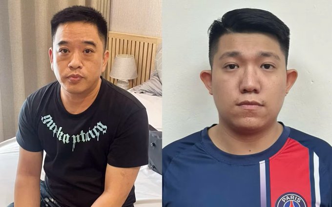 Side-by-side photos of two men, with the man on the left wearing a black shirt and the man on the right wearing a red and blue Paris shirt.
