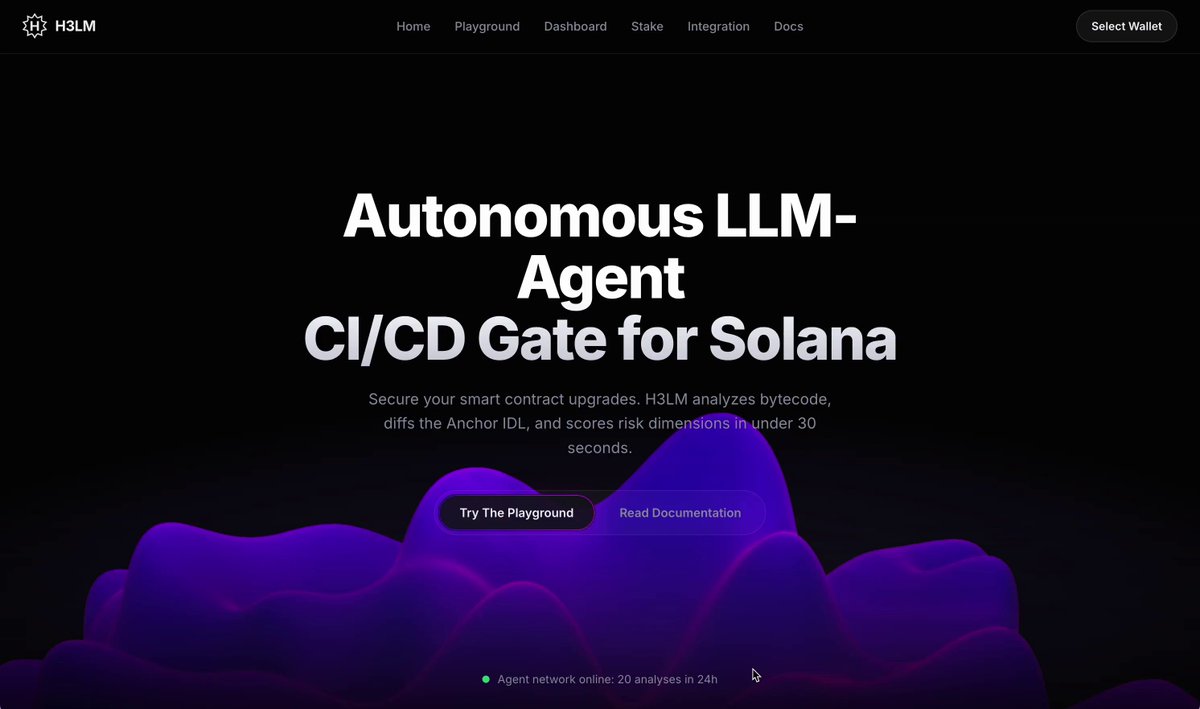 The image shows a screenshot of the AutonomicLLM Agent for Solana's GitLab CI/CD Gate for Solana, which provides live updates on smart contract upgrades that can be fetched, decompiled, simulated, scored, deployed or blocked based on their state. This intelligent system handles all aspects of smart contract deployments and upgrades, ensuring that every decision is recorded accurately in the blockchain ledger.