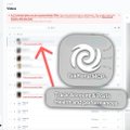 A small, low-resolution interface showing what appears to be a TwistedWave audio editor with a circular logo and a red arrow pointing to a feature.