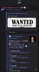 A screenshot from a ChatGPT conversation displays an NFT minting analysis, featuring a "WANTED WHO IS AL DUNLAP?" image and a Polygon block showing a floor price of 2.225 with 21.7K followers, relating to the post's mention of a $200 floor price and a token minted for $4 with nearly 50x gains.
