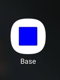The image features a square logo with a blue background, which has been edited to display the word "base" instead of its original meaning. This alteration gives the impression that the base is now a part of the logo itself. The text "base" is positioned below and slightly to the right of the logo, creating a sense of hierarchy in the image.