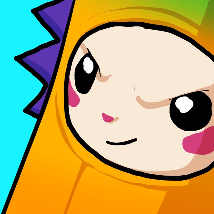A cartoon illustration of a character in a yellow hoodie with large expressive eyes and pink cheeks against a bright background.