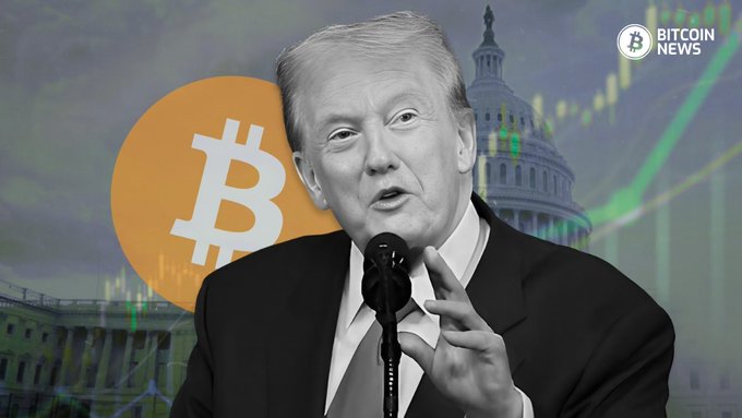 This image depicts Donald Trump superimposed with a Bitcoin logo and a graphic representing financial charts, aligning with the news of his disclosure of over $100 million in Bitcoin.