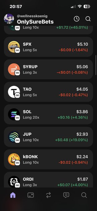 The image shows a phone screen displaying various cryptocurrency symbols, including Bitcoin, Ripple, and Tao. The text on the screen reads "Habe noch $spx 3$ scalped und $tao Jeweils für 3$ Bonk habe ich ja voll verpasst ... mein sui war ... bonk komme ...". This information is related to a post about cryptocurrency trading, which discusses the use of Bitcoin and Ripple for trading. The image also includes a small logo in the bottom left corner that reads "ONLYSUREBETTS".