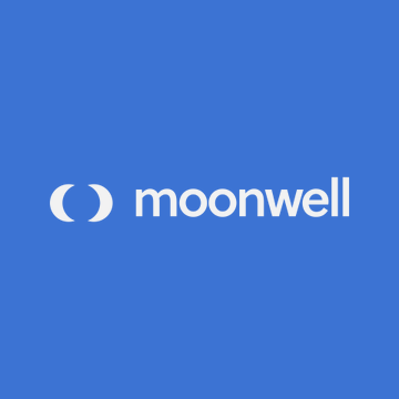 A blue logo image displaying "moonwell" in white text alongside its crescent moon icon. The logo represents Moonwell, the DeFi protocol referenced in the post about the $8.7 million DAI exploit on its MAMO Core Market on Base.