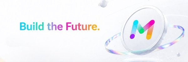 A promotional banner reads 'Build the Future.' in colorful gradient text next to a white circular logo featuring an abstract 'M' design.
