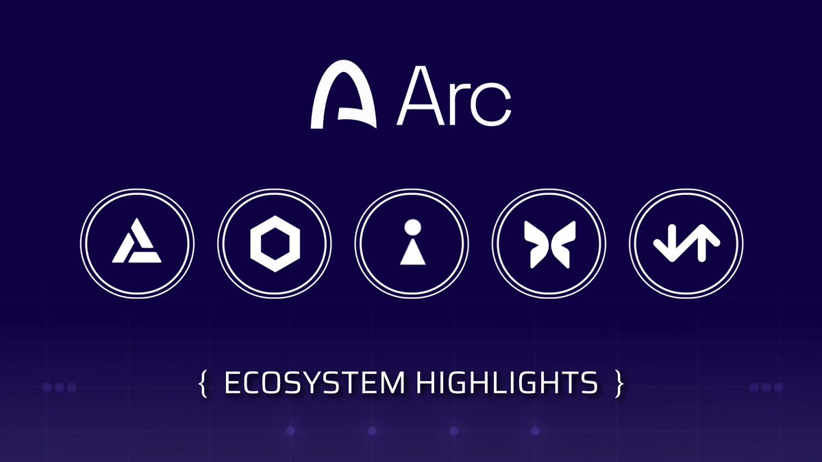 The image features a blue background with white text that reads "gArc legends After wrapping up the first Arc Ecosystem Highlights series, it'S time to dive into another group of teams building key pieces of the stack around @arc". The text is centered on the image and is in a larger font size than the surrounding elements.