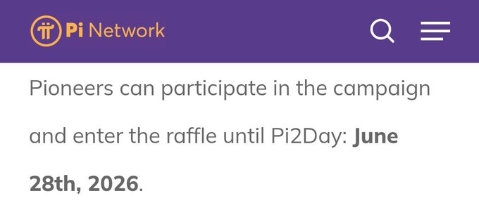 The image shows a screenshot of a phone screen displaying an email from Pi Network, which invites people to participate in their raffle campaign called "Pioneers Can Participate in the Campaign" and "Enter the Raffle Until Pi2Day: June 28 - June 28". The message encourages individuals to join the campaign by sending in their names or other relevant information. The timing of the email is during Pi Day, which takes place on June 28th.