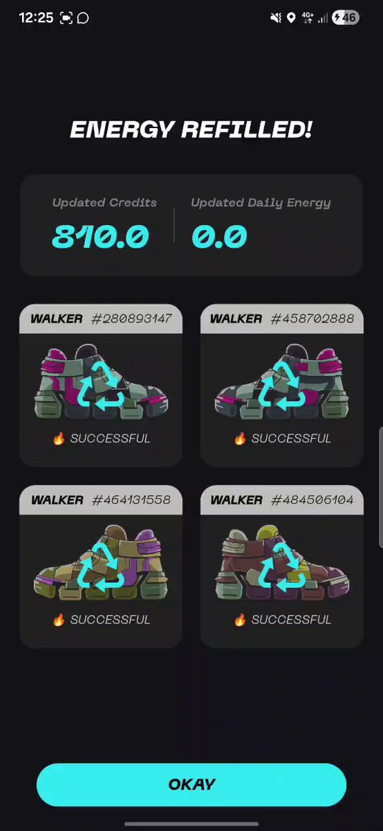 !"BUUUUR-step ng og HUA-SA-71.v activation code #SCT85HQ71v g 111f91 Um Mof", The image has a text on top of which there are three pictures of sneakers. There is also a button in the bottom right corner that says "okay" and it displays a green color. This may be related to an activity, like playing or trying out sneakers.
