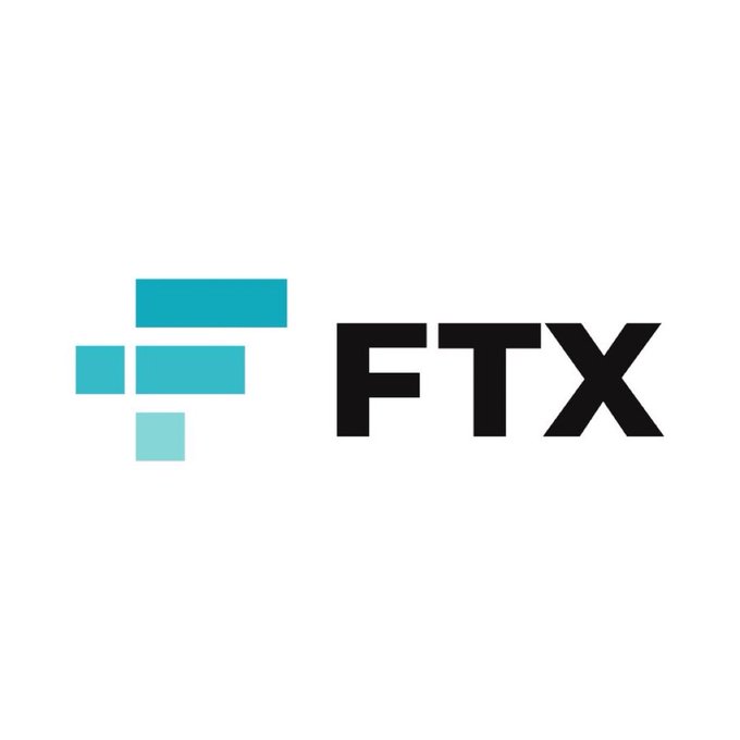 The FTX cryptocurrency exchange logo, displaying a stylized teal and turquoise geometric 'F' symbol next to the bold black 'FTX' text on a white background.